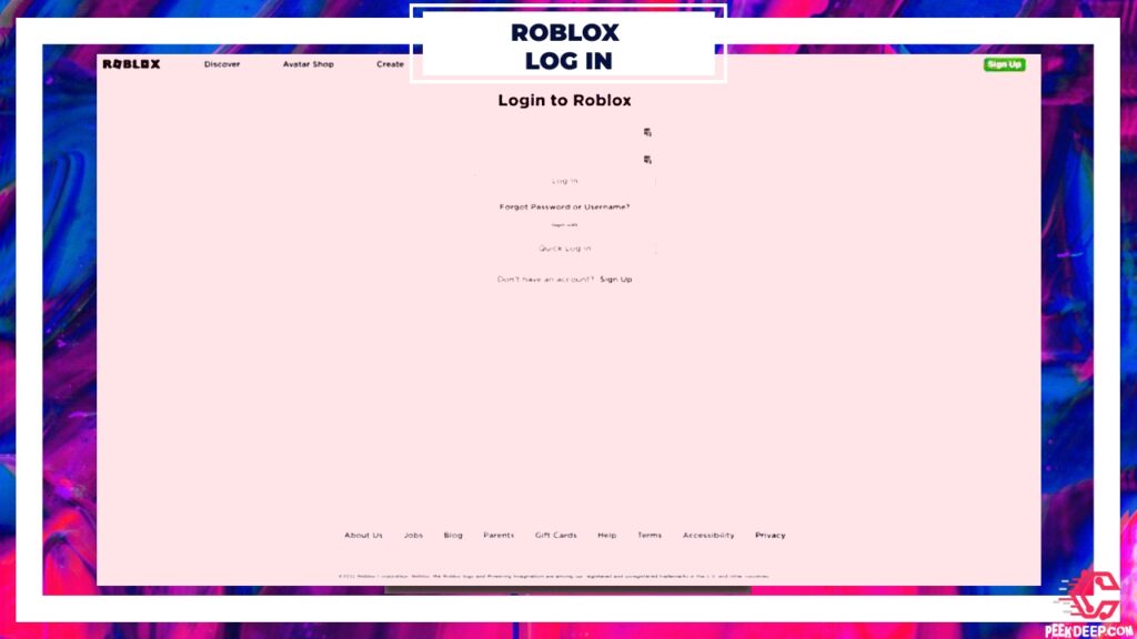Roblox Login Page