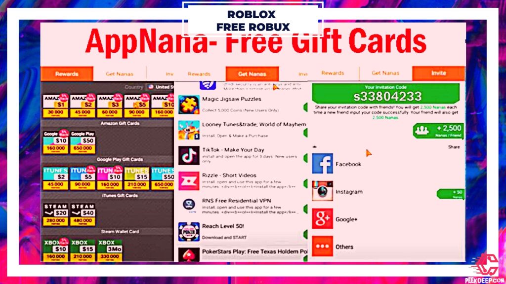 1.Appnana- Free Roblox Gift Card Codes App (Earn free Robux)
