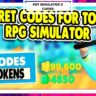 Roblox RPG Simulator Codes [2023](Free Gold & Tokens!) If you are looking for Roblox RPG Simulator Codes 2022, your quest ends here since we have provided all of the RPG Simulator working codes to...