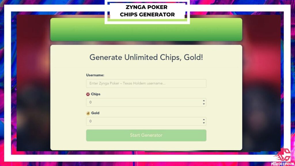 FREE Zynga Poker Chips Generator [May 2023] 500M Chips!!! We'd like to introduce you to the FREE Zynga Poker Chips Generator 2022, which offers unlimited free chips despite of platform (iOS and Android)!
