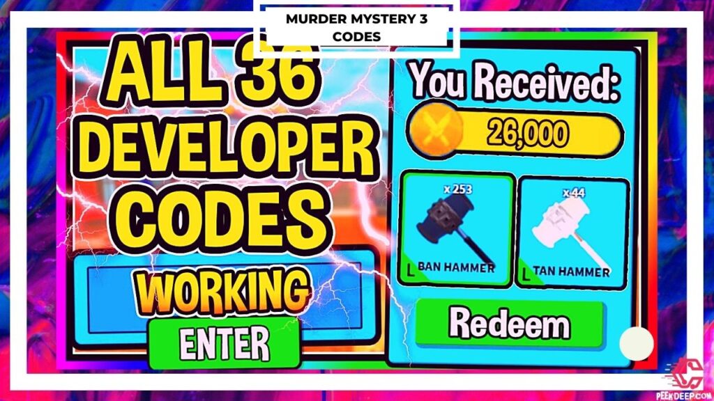 Murder Mystery 3 Codes [July 2022] Free Skins (New Updated!)